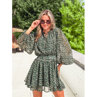 Robe courte à motifs Laorie - Kaki