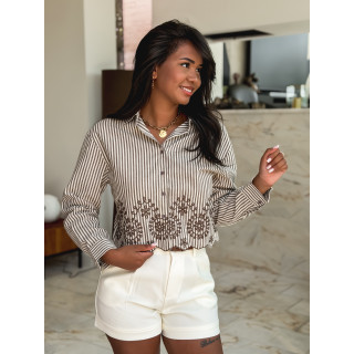 Chemise lignée Alima - Taupe