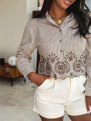 Chemise lignée Alima - Taupe