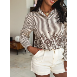 Chemise lignée Alima - Taupe