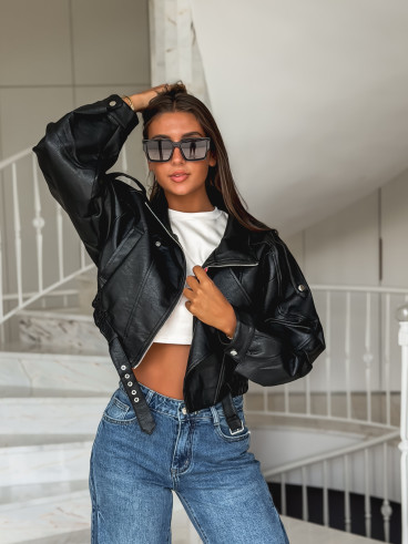 Veste en simili Luccia - Noir