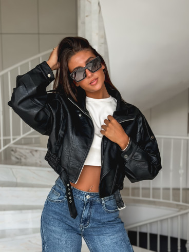 Veste en simili Luccia - Noir