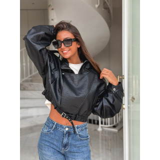 Veste en simili Luccia - Noir