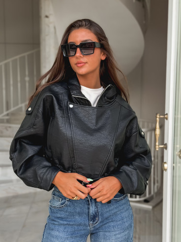 Veste en simili Luccia - Noir