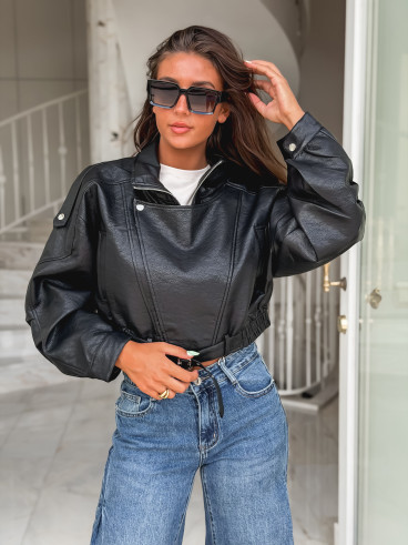 Veste en simili Luccia - Noir