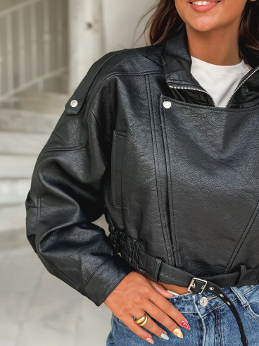 Veste en simili Luccia - Noir