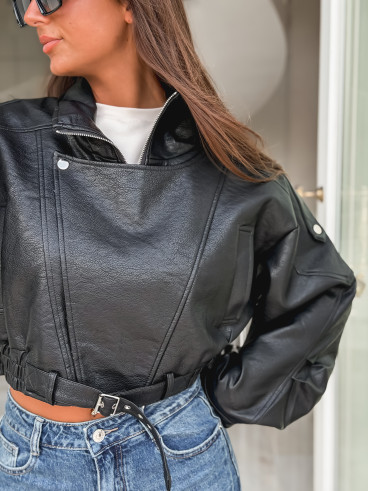 Veste en simili Luccia - Noir