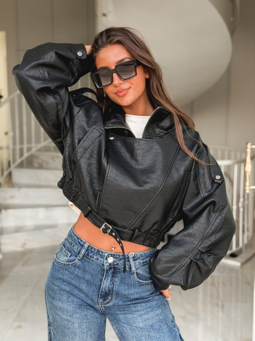 Veste en simili Luccia - Noir
