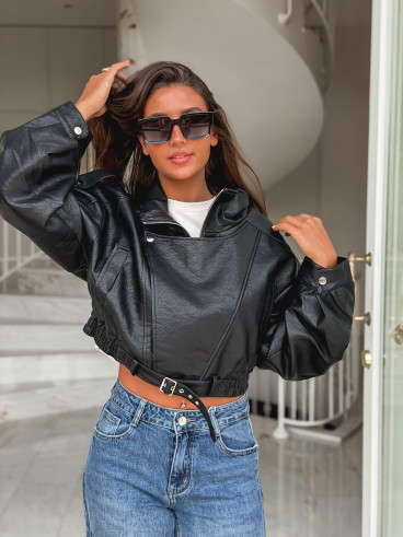 Veste en simili Luccia - Noir