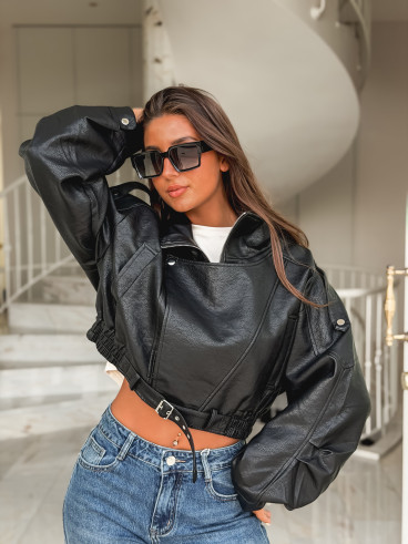 Veste en simili Luccia - Noir