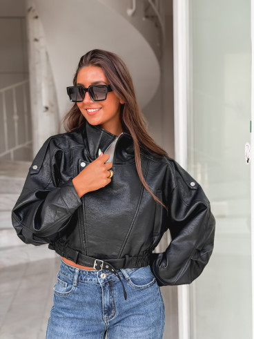 Veste en simili Luccia - Noir