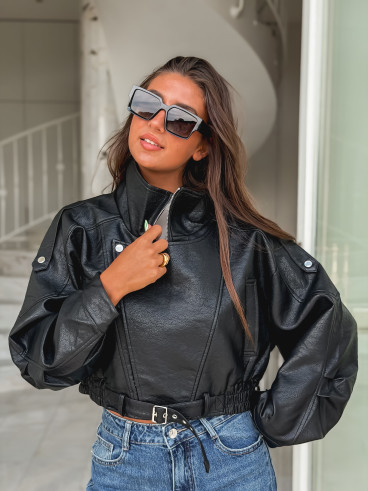 Veste en simili Luccia - Noir
