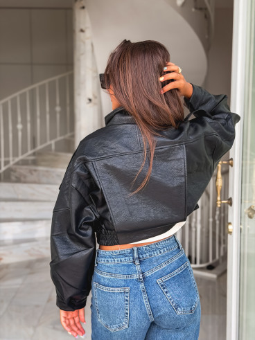 Veste en simili Luccia - Noir