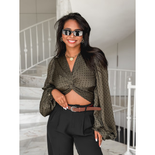 Blouse cache-coeur Badra - Kaki
