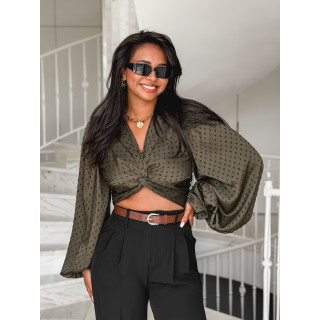 Blouse cache-coeur Badra - Kaki