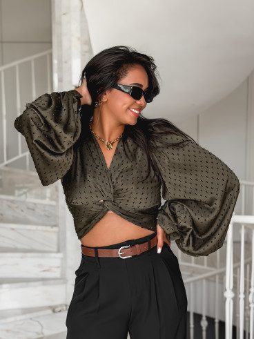 Blouse cache-coeur Badra - Kaki
