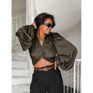 Blouse cache-coeur Badra - Kaki