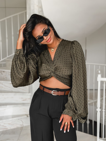 Blouse cache-coeur Badra - Kaki