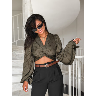 Blouse cache-coeur Badra - Kaki