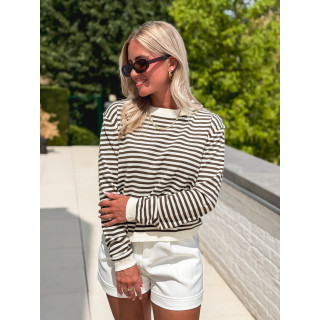 Pull ligné Shania - Ecru/Kaki