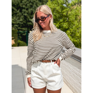 Pull ligné Shania - Ecru/Kaki
