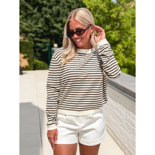 Pull ligné Shania - Ecru/Kaki