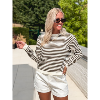Pull ligné Shania - Ecru/Kaki