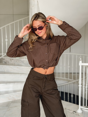 Chemise lignée Astrid - Chocolat