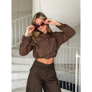 Chemise lignée Astrid - Chocolat