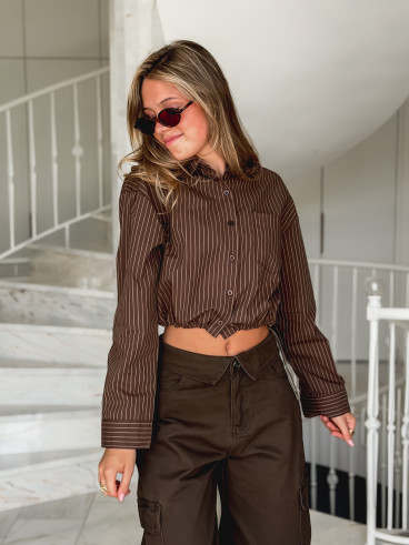 Chemise lignée Astrid - Chocolat