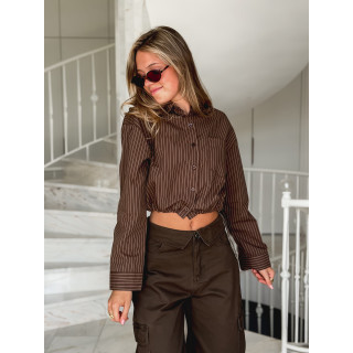 Chemise lignée Astrid - Chocolat
