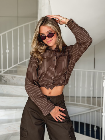 Chemise lignée Astrid - Chocolat