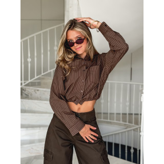 Chemise lignée Astrid - Chocolat
