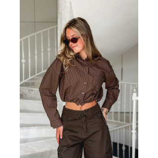 Chemise lignée Astrid - Chocolat