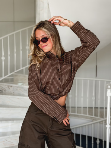 Chemise lignée Astrid - Chocolat