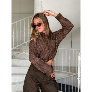 Chemise lignée Astrid - Chocolat