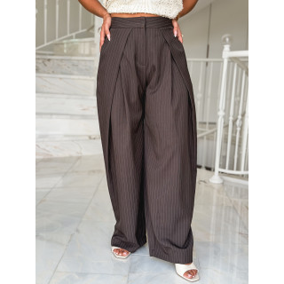 Pantalon lignée Marylise - Chocolat