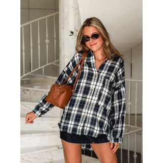 Chemise à carreaux Alexine - Bleu marine