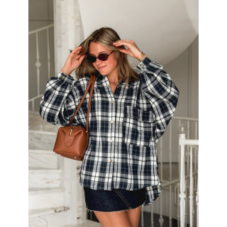 Chemise à carreaux Alexine - Bleu marine