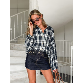 Chemise à carreaux Alexine - Bleu marine