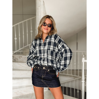 Chemise à carreaux Alexine - Bleu marine