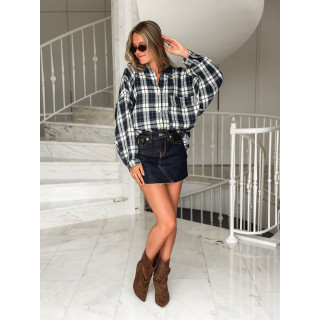 Chemise à carreaux Alexine - Bleu marine