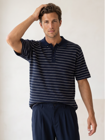 Polo à motifs Falco - Bleu marine