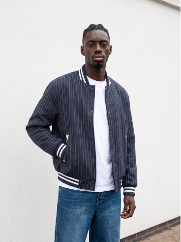 Bomber ligné Loucas - Bleu marine