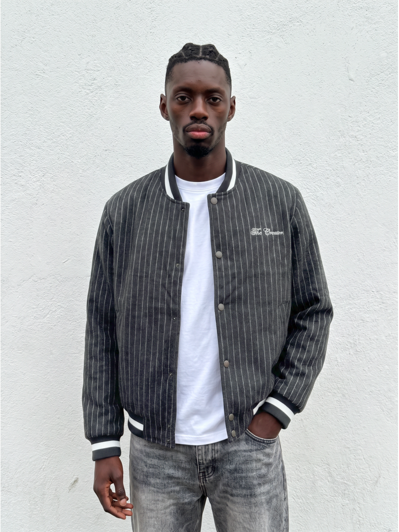 Bomber ligné Loucas - Gris foncé