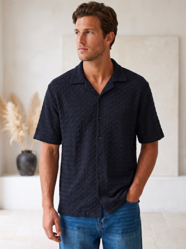 Chemise à manches courtes Mathéo - Bleu marine