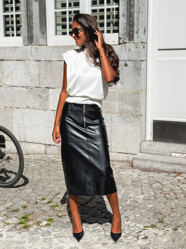 Jupe simili cuir Rosalie - Noir Jupe simili cuir Rosalie - Noir