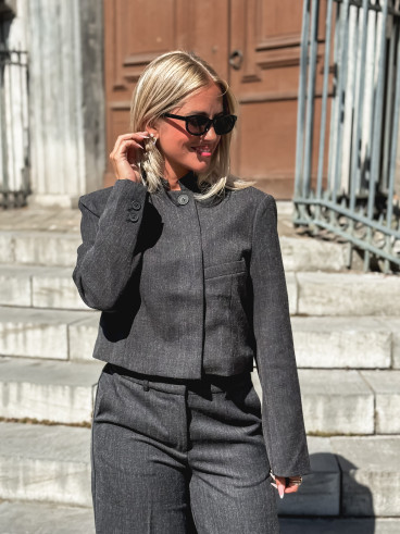 Blazer court Adalée - Gris chiné