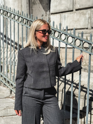Blazer court Adalée - Gris chiné