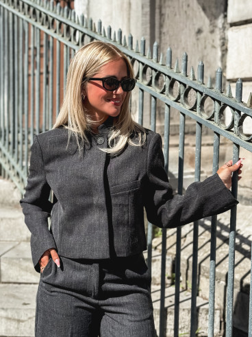Blazer court Adalée - Gris chiné